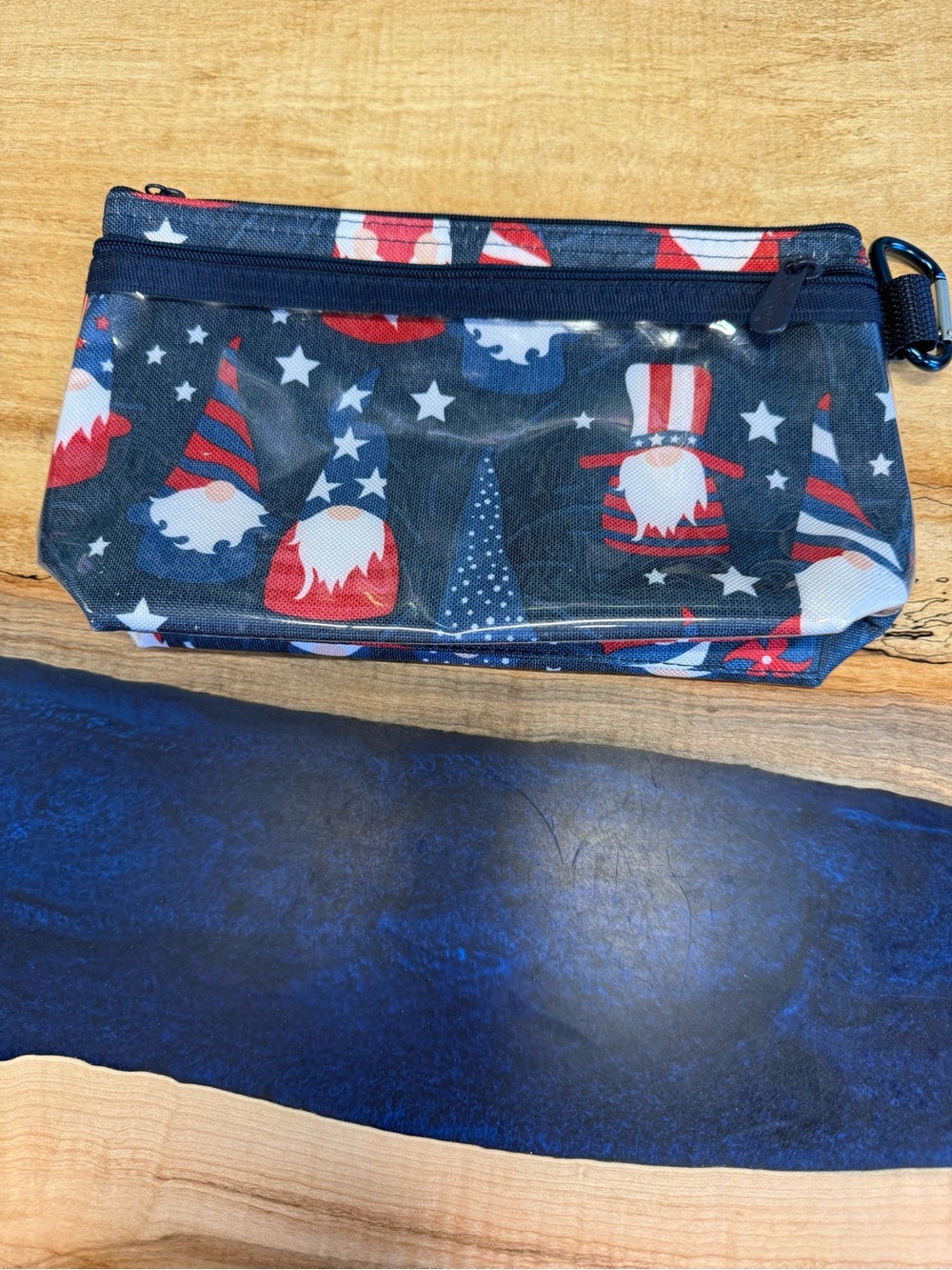 thirty-one Navy Pouch with Red Zipper Accent